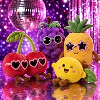 Ensemble de peluches fruits personnalisées pour fête disco, lunettes scintillantes, poupée fruit en peluche fantaisie OEM, décoration de fête nocturne, cadeau