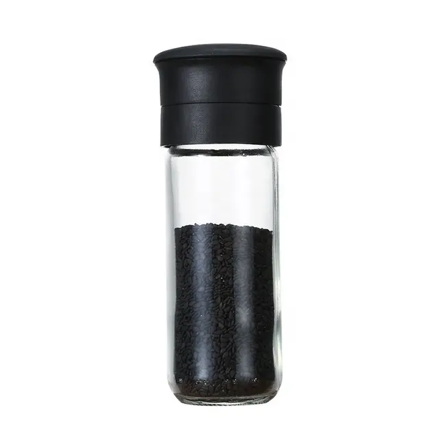 Seramik çekirdek baharat öğütücü şişe manuel plastik tuz ve karabiber değirmeni kap ot değirmeni kapak seti ile 100 ml cam kavanoz