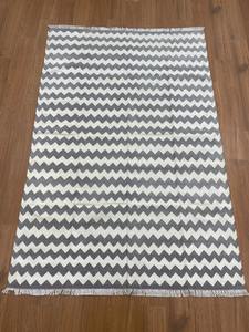 Alfombra Lavable de Algodón Ecológico Tejida a Mano, Diseño Geométrico de Eslabones en Verde Azulado, Base Crema, Suave, Ligera, Estilo Mediterráneo Moderno para el Hogar - Product Image 2