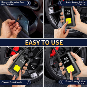 Compresseur d'air portable sans fil 150 PSI pour pneus de <span class=keywords><strong>voiture</strong></span>, SUV, fourgonnette, moto avec plusieurs embouts - Product Image 6