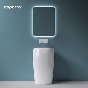 Lavabo a <span class=keywords><strong>colonna</strong></span> autoportante in pietra artificiale Doporro, design moderno e minimalista, per hotel e pensioni in Germania - Product Image 4