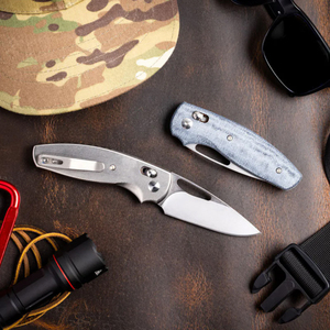 Coltello Pieghevole Multifunzione da Campeggio e Caccia con Lama <span class=keywords><strong>in</strong></span> Acciaio 9CR 17 e Manico <span class=keywords><strong>in</strong></span> Micarta, Garanzia 1 Anno - Product Image 5