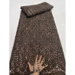 Nuovo Tessuto in Pizzo con Perline CHOCOO, 5 Iarde, Pizzo <span class=keywords><strong>da</strong></span> <span class=keywords><strong>Sposa</strong></span> all'Ingrosso, Perline e Paillettes, Ricami in Pizzo per Abbigliamento Femminile - Product Image 4