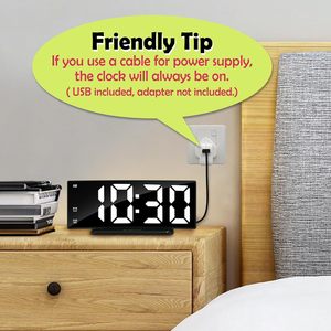 Curved Screen Snooze Function Digital Table Desk <b>Clock</b> Large Screen <b>LED</b> Mirror Desk <b>Clock</b> Reloj Silent Alarm <b>Clock</b> - Product Image 5