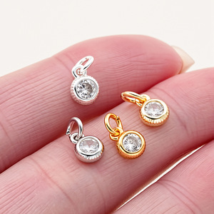 18K Gold Plated <b>Copper</b> Pendant 5mm Zircon Round For <b>Bracelet</b> Making Jewelry Findings - Product Image 4