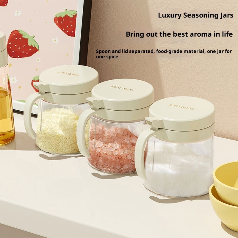Modern Kitchen Glass Spice Jars Set Spoon Party Seasoning Storage Fresh-Keeping Sustainable Waterproof Large Food Containers