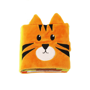 Belle broderie tigre conception impression personnalisée doux <span class=keywords><strong>bébé</strong></span> <span class=keywords><strong>livre</strong></span> tissu <span class=keywords><strong>livre</strong></span> jouet avec boucle en tissu - Product Image 1
