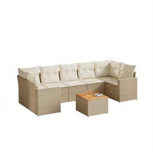 Ensemble de canapés de jardin en rotin beige 6 places, mobilier d'extérieur réglable au design contemporain - Product Image 1