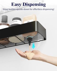 Paquete de 2 estantes organizadores de metal impermeables y adhesivos para ducha, montados en la pared, resistentes al óxido, <span class=keywords><strong>sin</strong></span> necesidad de taladrar. - Product Image 6