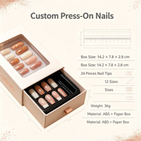 Boîte à ongles press-on dorée personnalisée, boîte cadeau rigide pour emballage d'ongles artificiels haut de gamme