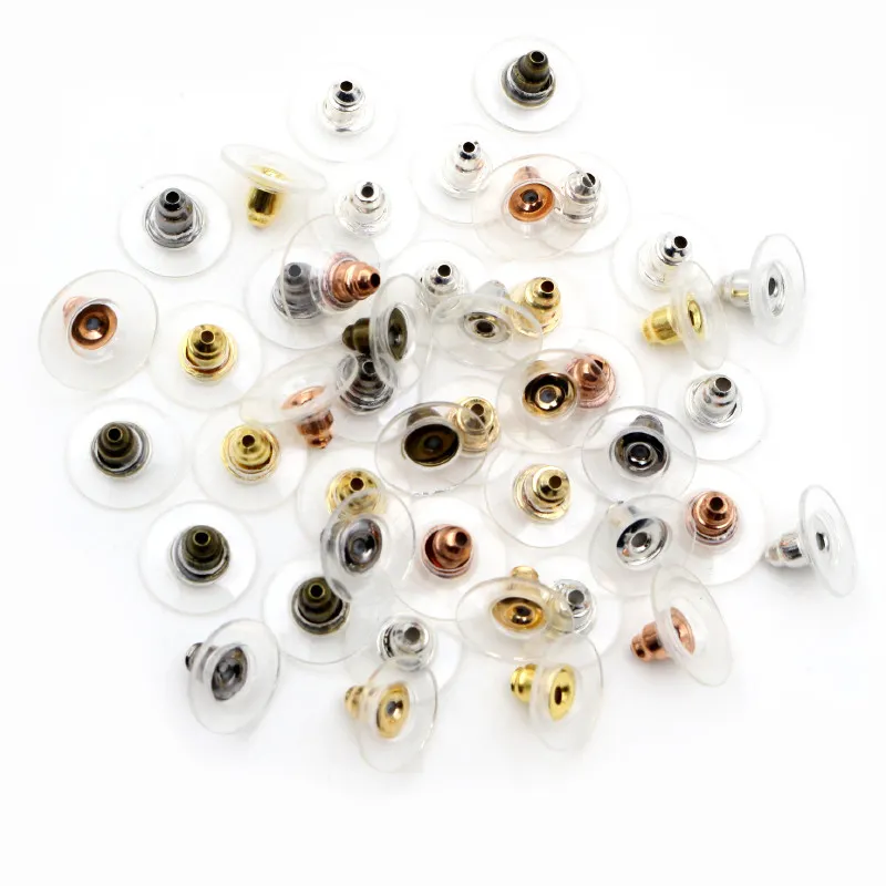 100 Stks/partij 11X6Mm Plastic Metalen Oorbel Ruggen Kogel Stoppers Oornoten Oordopjes Goud Verzilverde Bevindingen Sieraden Accessoires