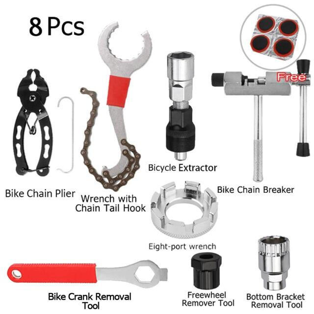 Le kit 8 en 1 n'inclut pas les patchs de réparation de pneus.