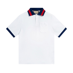 Camisetas Polo de Diseño para <span class=keywords><strong>Hombre</strong></span>, con Logotipo Personalizado de Lujo, Corte Ajustado, Rayas, Cinta Decorativa, Manga Corta, Clásicas - Product Image 3