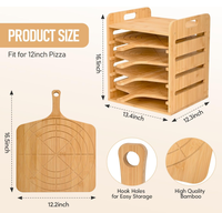 Support à pizza multicouche en bois, planches à découper à pizza en bambou antiadhésives, support pour spatule à pizza pour le rangement et la cuisson