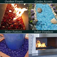 Pierres de verre trempé réfléchissantes avec pierres naturelles bleues, blanches et vertes pour la décoration de foyers extérieurs et de cheminées