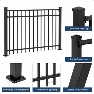 Panel <span class=keywords><strong>de</strong></span> Cerca Metálica <span class=keywords><strong>de</strong></span> Acero Galvanizado Negro, Moderno, para Jardín, Patio, Villa, Valla <span class=keywords><strong>de</strong></span> Seguridad Residencial, Tamaño Personalizado, OEM, ODM, Venta Caliente - Product Image 6
