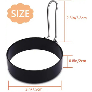 Stainless Steel Egg Ring Black Non Stick Egg Mold <b>Pancake</b> Ring Meat Patty <b>Maker</b> Kitchen Cooking Tool Set 6 Pack - Product Image 5