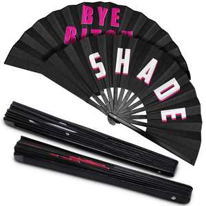 Abanico de mano grande de bambú con impresión personalizada 2026, plegable, para fiestas, con diseño icónico, tipo Shade Bye, estilo chino - Product Image 2
