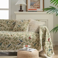 Housse de canapé en polyester jacquard rétro américain, antidérapante, fraîche au toucher, lavable en machine pour salon