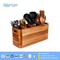 Porte-ustensiles de cuisine en bois d'acacia multi-usages de grande taille, nouveau design, pour comptoir ou plan de travail