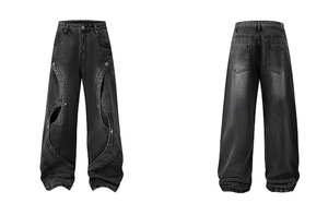 2024 nouveauté hommes surdimensionné Baggy Denim pantalon léger lavé jean droit taille moyenne trou décontracté Hip Hop Streetwear pour - Product Image 3