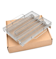 Barbecue d'extérieur fumoir à bois pour fumage à chaud/froid du saumon et de la viande, outils de cuisson en acier inoxydable résistants à la chaleur et antiadhésifs