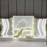 Perlengkapan Pernikahan SMS Lampu LED 3D Latar Belakang Akrilik Putih untuk Dekorasi Panggung Acara