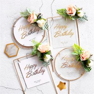 DAMAI 2026 Nouveau Topper de Gâteau en Papier Acrylique Décoratif pour Mariage Joyeux Anniversaire - Product Image 1