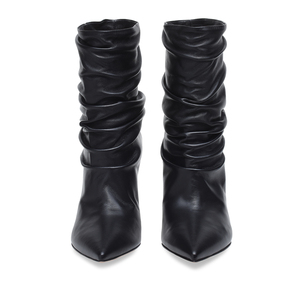 Ladies Thin Heel Winter Short Boots Grande Taille Femmes <span class=keywords><strong>Nude</strong></span> Slip on Slouch Booties Pointy Toe High Heel Pleated Black Ankle Boots - Product Image 3
