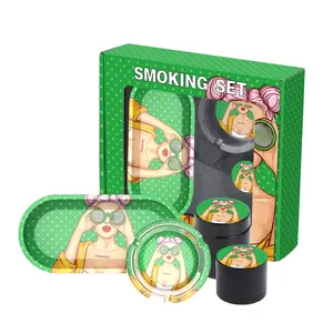 Grosir Pabrik Kustom 4 in 1 Kit merokok Grinder Kit merokok Set