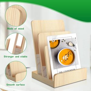 Support de présentation de brochures en bois de pin à 3 niveaux, porte-brochures, support de littérature, support de cartes postales, support de prospectus, présentoir de magazines - Product Image 2