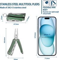 Nextool 10-en-1 Mini couteau de poche Cool Green EDC porte-clés Multitool Needlenose pince ciseaux industriel fête des pères pour hommes
