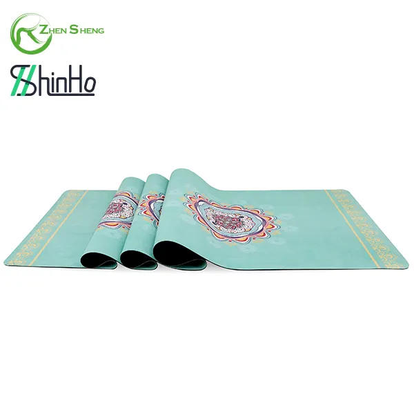 Zhensheng Hoge Kwaliteit Custom Microfiber Suède Rubber Yoga Mat Anti-Slip Met Sublimatie Merk Print