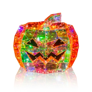 Décoration d'Halloween LED en forme de citrouille, style gemme, citrouille lumineuse, ornement festif de table d'intérieur - Product Image 2