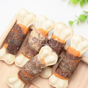 मछली त्वचा और चिकन लिपटे चमरा से बना हुआ दबाया हड्डी कुत्ते चबाना व्यवहार करता है कुत्तों के लिए स्वस्थ व्यवहार करता है - Product Image 4