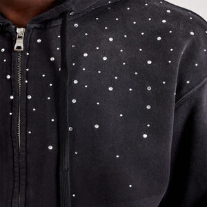 Survêtement Homme Personnalisé OEM Couleur Unie avec Strass, Style Décontracté Streetwear, Vêtement d'Hiver à Capuche Respirant et Séchage Rapide - Product Image 4