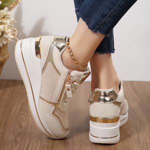 <span class=keywords><strong>Scarpe</strong></span> da passeggio <span class=keywords><strong>sportive</strong></span> alla moda <span class=keywords><strong>con</strong></span> superficie in rete, comode ed eleganti, <span class=keywords><strong>con</strong></span> suola spessa che aumenta l'altezza, leggere e allacciate. - Product Image 4