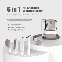 2024 nouvelle vente 6 en 1 aspirateur pour animaux de compagnie tondeuse électrique Slicker nettoyage chien et chat poils d'animaux fourrure toilettage brosse Kit