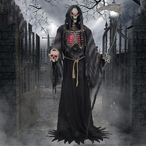 Induction <span class=keywords><strong>Loup</strong></span>-<span class=keywords><strong>Garou</strong></span> Halloween Grand Électrique Mécanique Fantôme Squelette Faucheuse Scythe Mort Épouvantail Chevalier Sorcière Décor Accessoires - Product Image 2