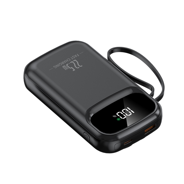 Small Power Bank 20000mah QC3.0 PD 22.5W LED Digital Display Portable Battery Charger Built in Cable Fast Charging Power Banks