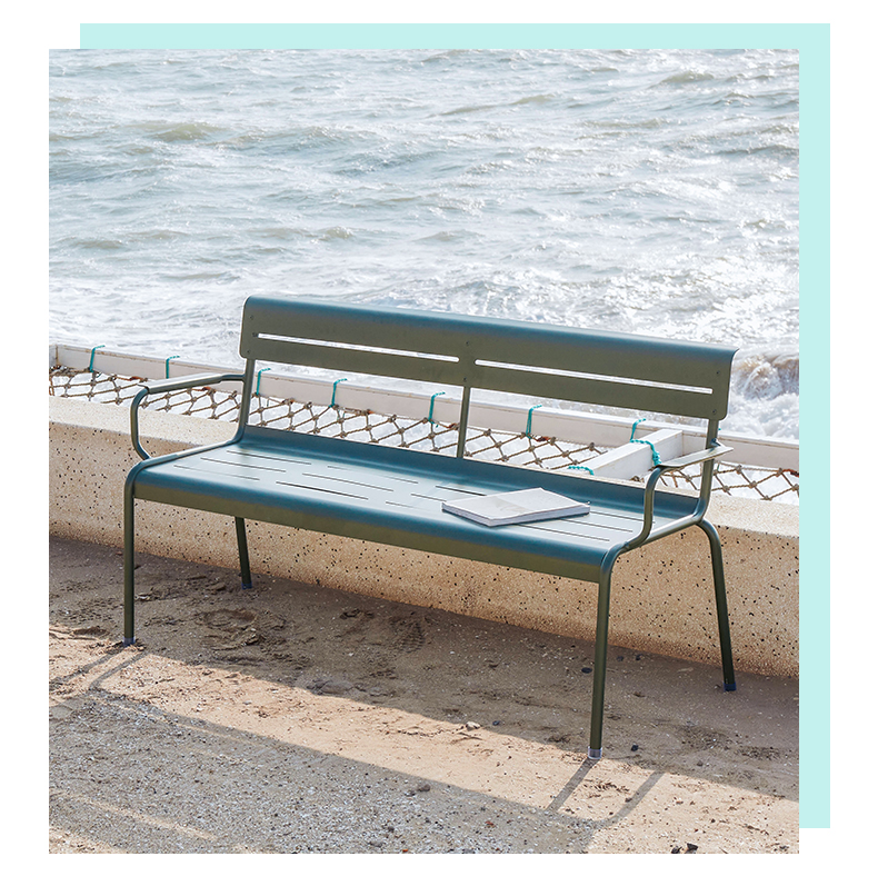 Panca da giardino in alluminio e legno con schienale MINIMAL - ALURE