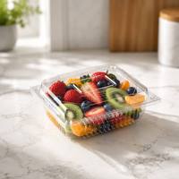 Boîte en PET transparente écologique et recyclable avec couvercle à fermeture à pression, récipient alimentaire transparent pour salade de fruits, gâteau, dessert