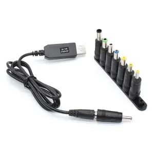 USB Power Boost Cable DC 5V Passo até 8.4V 9V 12V Voltage Converter Booster Cable com 8 tipos DC Feminino para Masculino Adaptadores