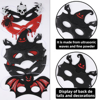 Masque de fête d'Halloween en plastique imprimé en relief, motif chauve-souris, demi-masque, décoration effrayante pour fête d'Halloween, cache-œil effrayant