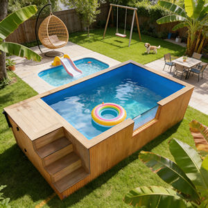 Piscines de jardin, piscines extérieures pour adultes, piscines extérieures en PVC, revêtement de piscine, piscine conteneur avec terrasse, piscine transparente - Product Image 6
