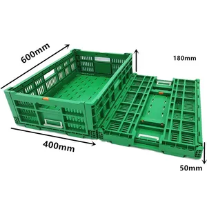 40L重型可折叠周转箱可堆叠循环箱塑料强力板条箱奶类水果蔬菜篮