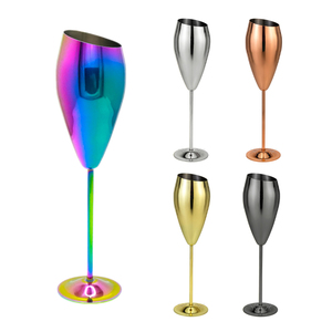 Elegant Rose Gold 200ml Unbreakable Long Stem Stainless Steel Wine Glass Tulip <strong>Champagne</strong> <strong>Flutes</strong> for Party Wedding Restaurant - Product Image 3