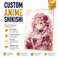 Tableau d'art holographique laser Shikishi Anime avec cadre en feuille d'or personnalisé, illustration de collection, décoration murale