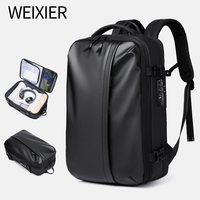 Sac à dos de voyage unisexe en PU et polyester, grande capacité, étanche, durable, extensible, antivol avec serrure à combinaison, idéal pour l'aviation et les affaires