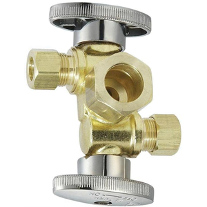 <span class=keywords><strong>Robinet</strong></span> d'arrêt d'angle à compression à double sortie 1/4 de tour sans plomb <span class=keywords><strong>avec</strong></span> deux poignées d'arrêt pour l'alimentation en eau - Product Image 6